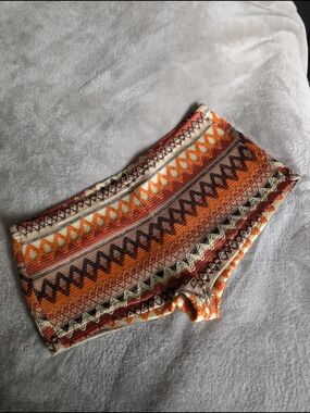 Shein Orange Patterned Knit Shorts